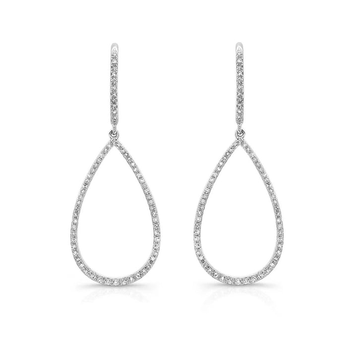 14KW Diamond Open Pear Leverback Earring