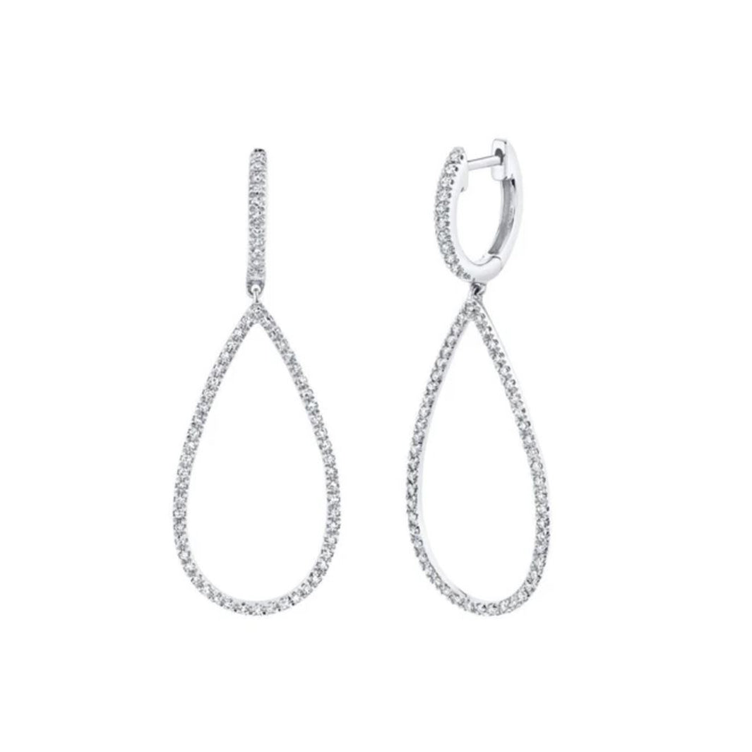 14KW Diamond Open Pear Leverback Earring