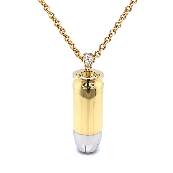 18K Gold &amp; Platinum Bullet Diamond Pendant Necklace