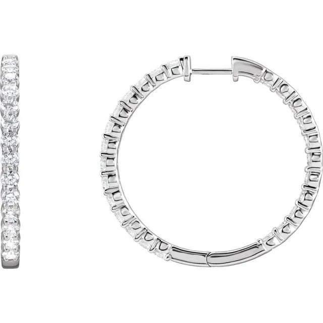 Lab-Grown Diamond Inside-Outside Hinged 4 CTW Hoop Earrings