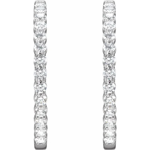 Lab-Grown Diamond Inside-Outside Hinged 4 CTW Hoop Earrings