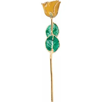 Lacquered Yellow Topaz Colored Rose with Gold Trim
