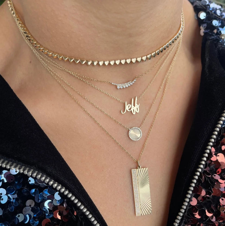 Fluted Disc Diamond Necklace