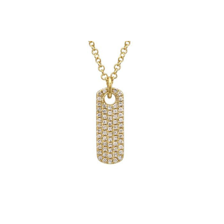 Gold Diamond ID Tag Necklace
