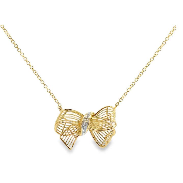 Yellow Gold Ribbon Diamond Necklace