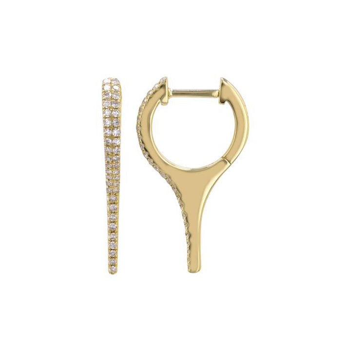 14k Yellow Gold Diamond Spike Huggie Earrings