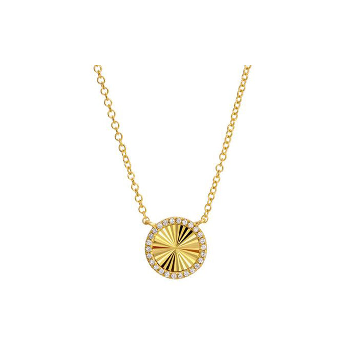 Fluted Disc Diamond Necklace