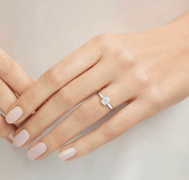 NYC Handcrafted Solitaire Ring 1ct Emerald Cut