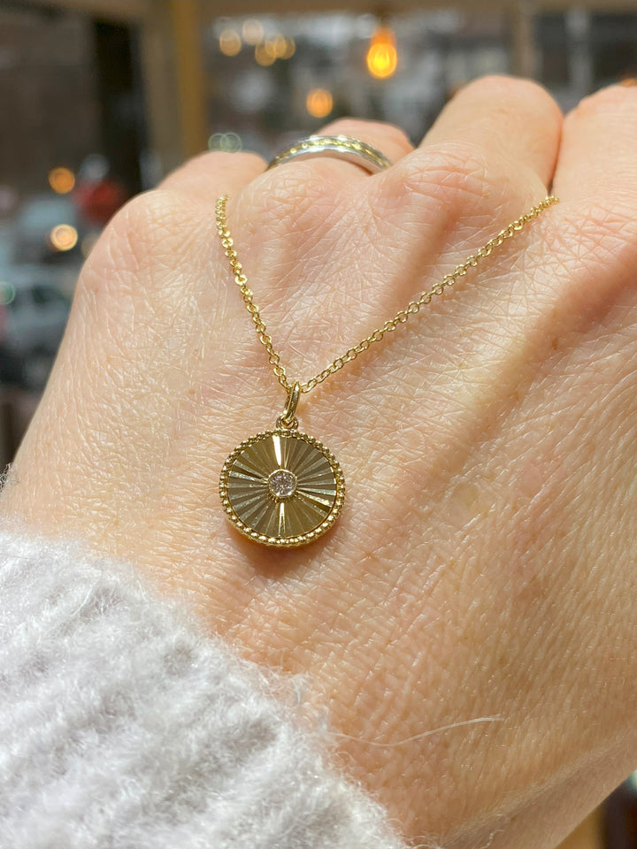 Fluted Diamond Pendant Necklace