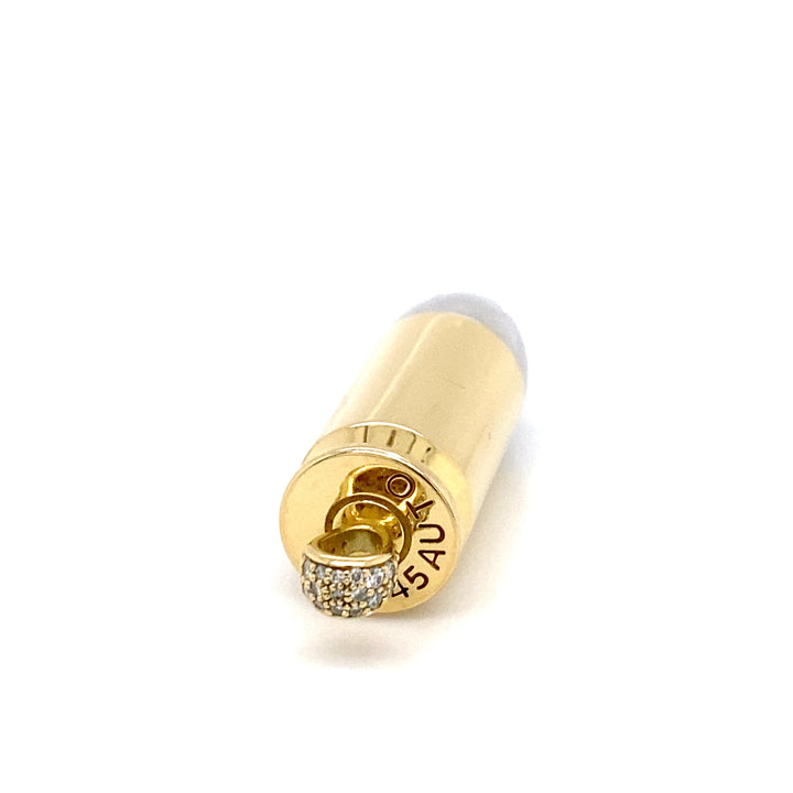 18K Gold &amp; Platinum Bullet Diamond Pendant Necklace