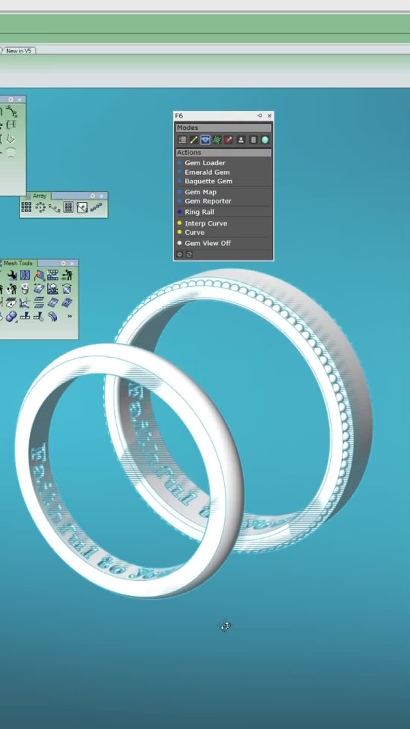 CAD designs for two coordinating wedding bands with interior engravings