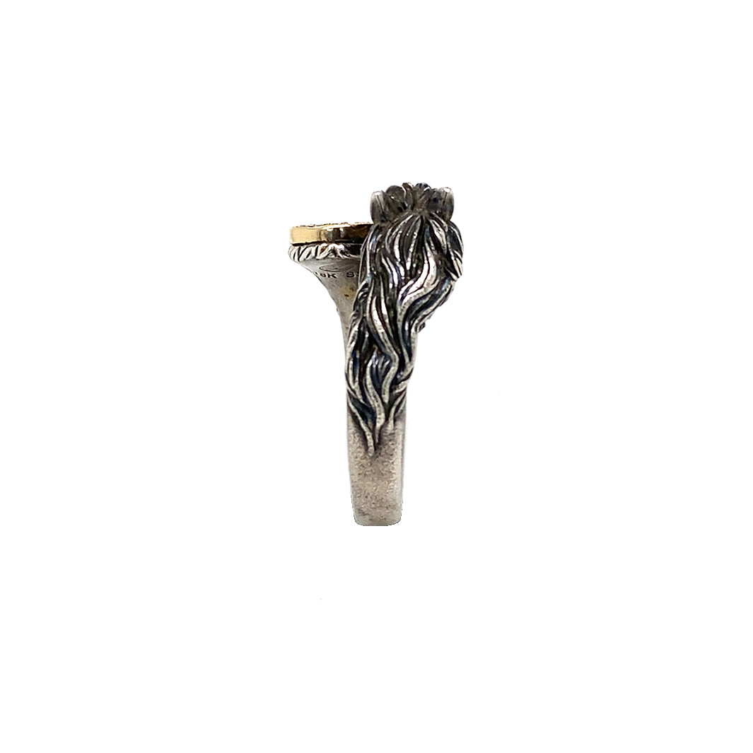 One-of-a-Kind Horse Head Ring with 18K Gold Diamond Horseshoe