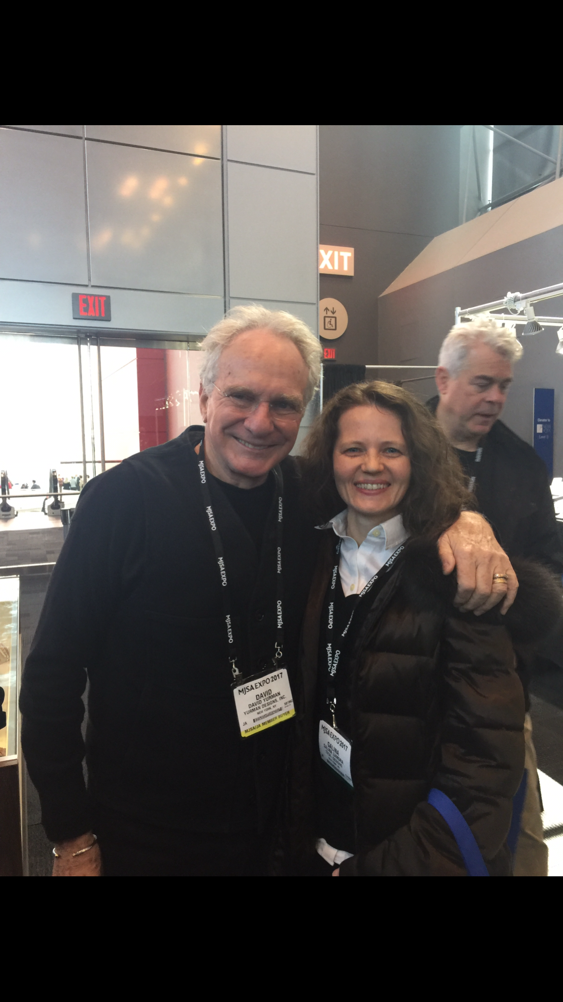 Galina Zamora with David Yurman at an MJSA show in New York City