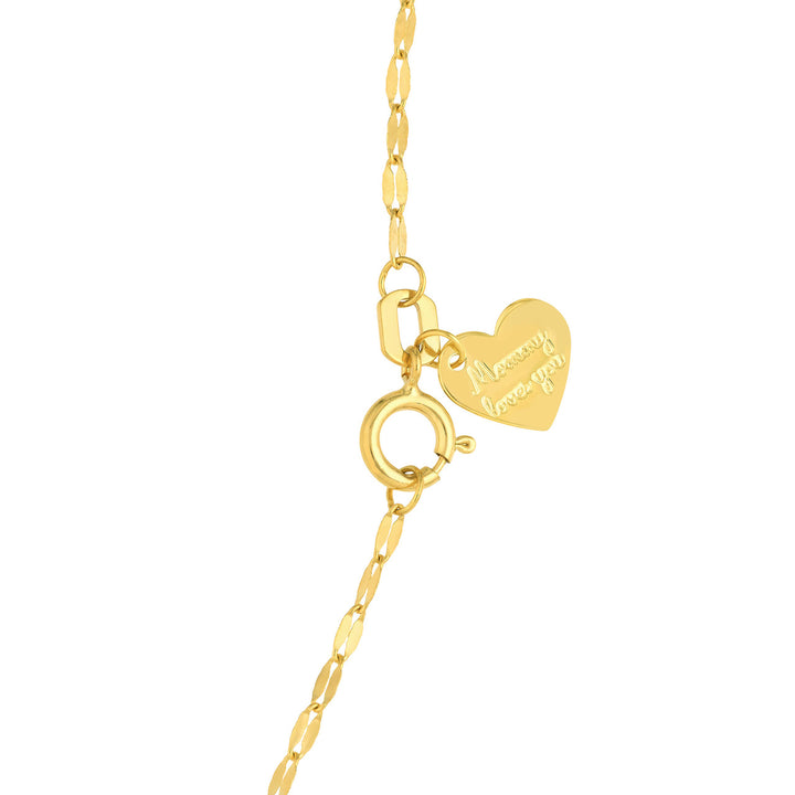 Adj. Puffed Crown &amp; Heart Drop Baby Necklace