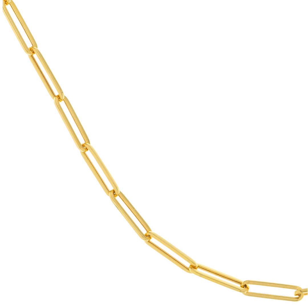 14K Yellow Gold 3.95mm Paper Clip Split Chain Necklace with Pear Lock