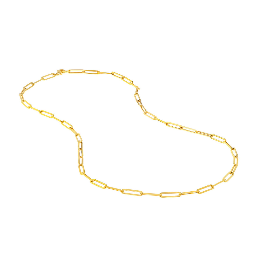 14K Yellow Gold 3.95mm Paper Clip Split Chain Necklace with Pear Lock