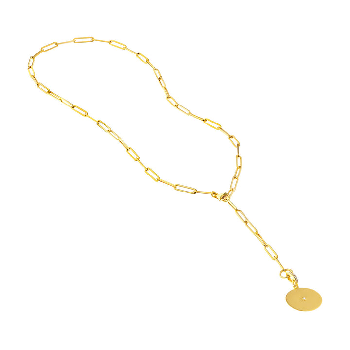 14K Yellow Gold 3.95mm Paper Clip Split Chain Necklace with Pear Lock