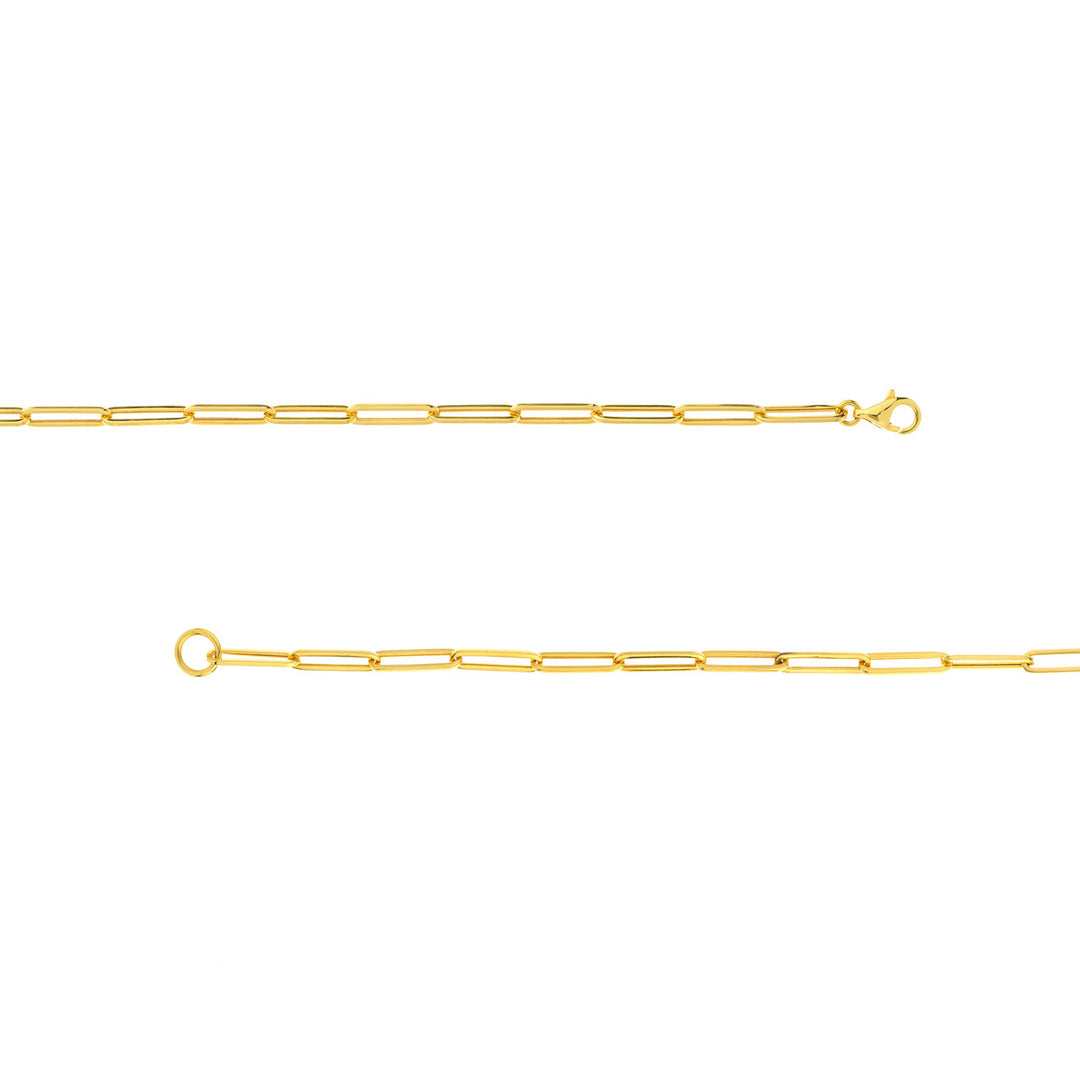 14K Yellow Gold 3.95mm Paper Clip Split Chain Necklace with Pear Lock