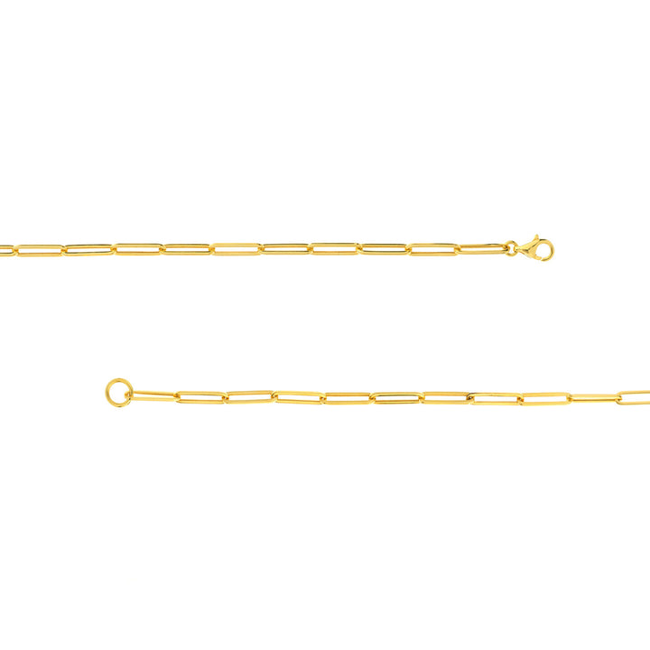 14K Yellow Gold 3.95mm Paper Clip Split Chain Necklace with Pear Lock