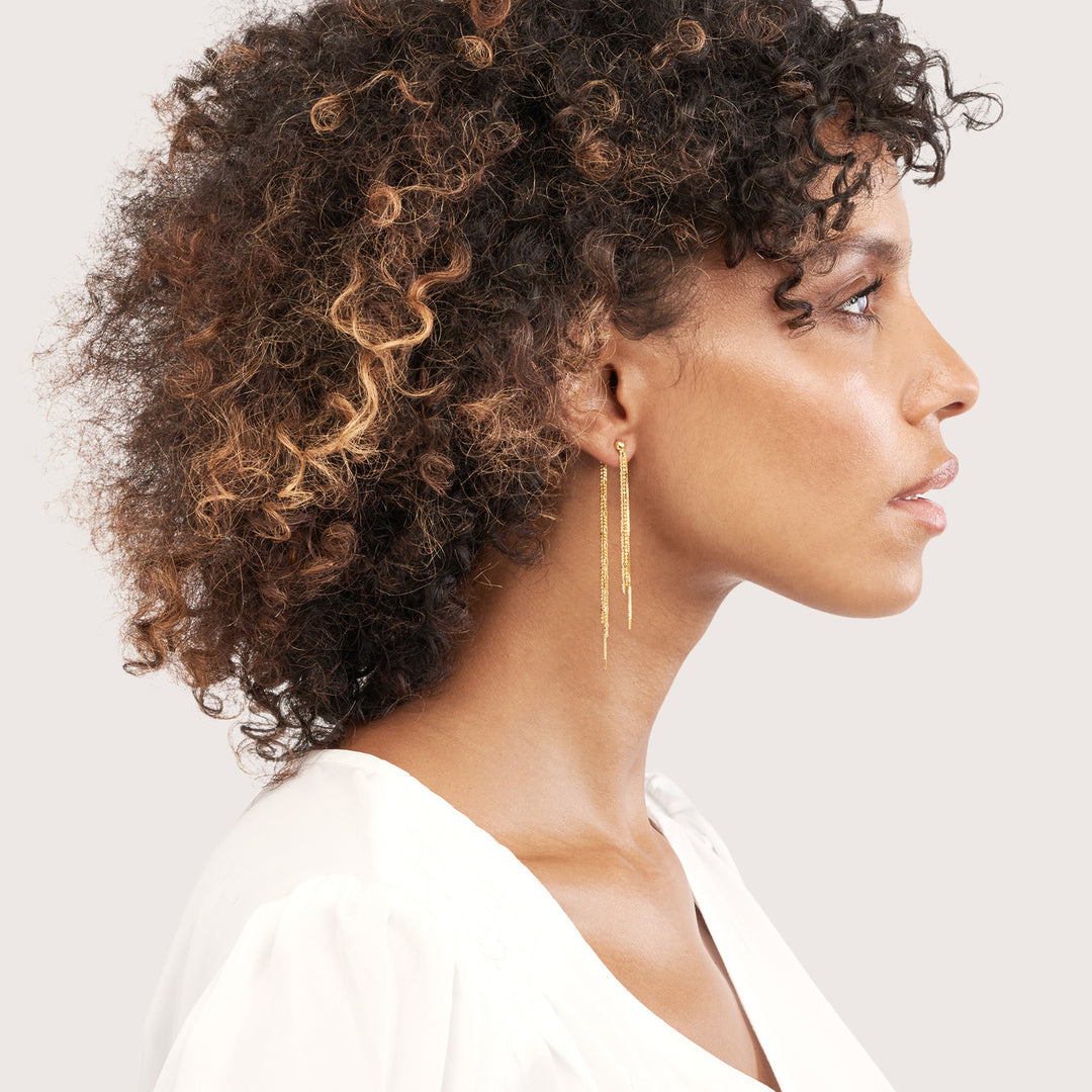 Mixed Tassel Front &amp; Back Earrings