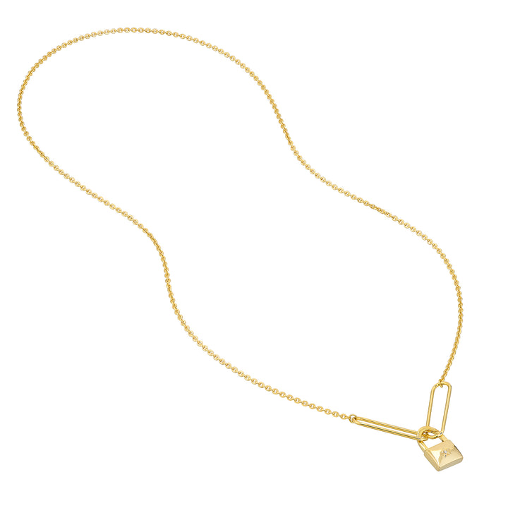 14K Yellow Gold Brill Cable Split Chain Necklace with Paper Clip Rings