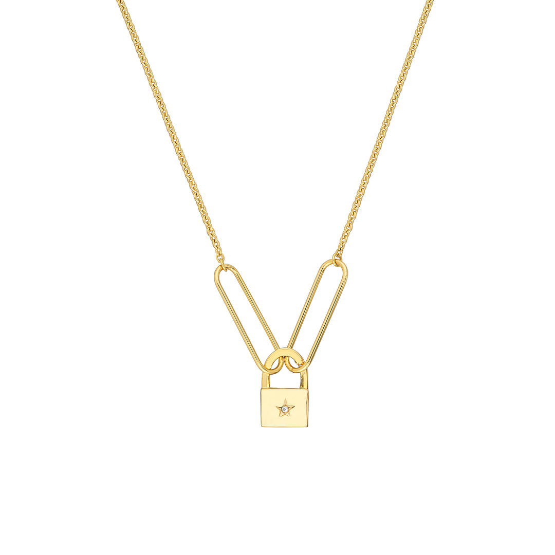 14K Yellow Gold Brill Cable Split Chain Necklace with Paper Clip Rings