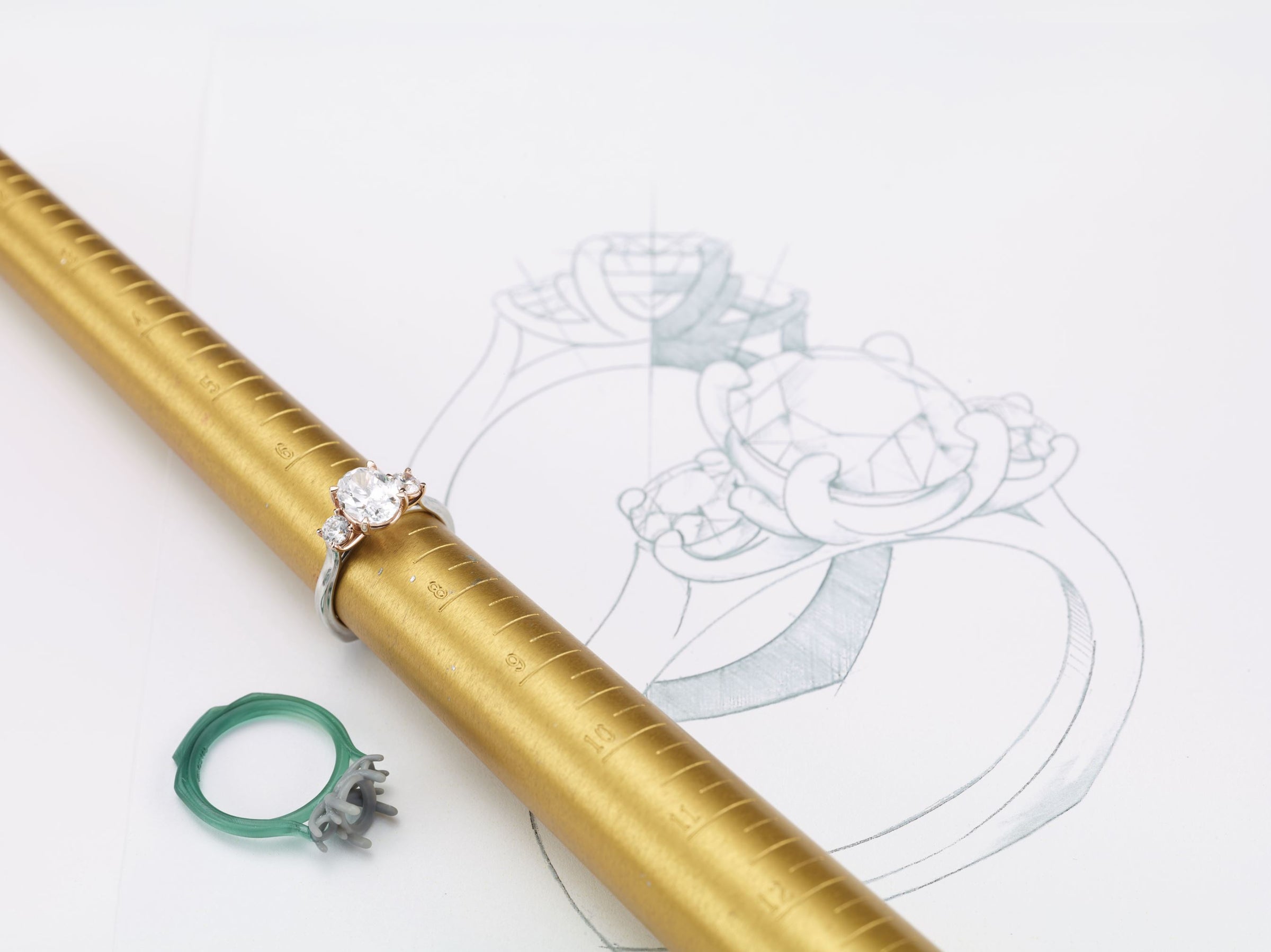 Custom engagement ring in NYC’s Diamond District, designed by Couture Jewelry master jewelers.