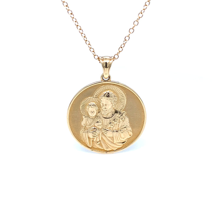 14K Gold St. Joseph with Baby Pendant Necklace