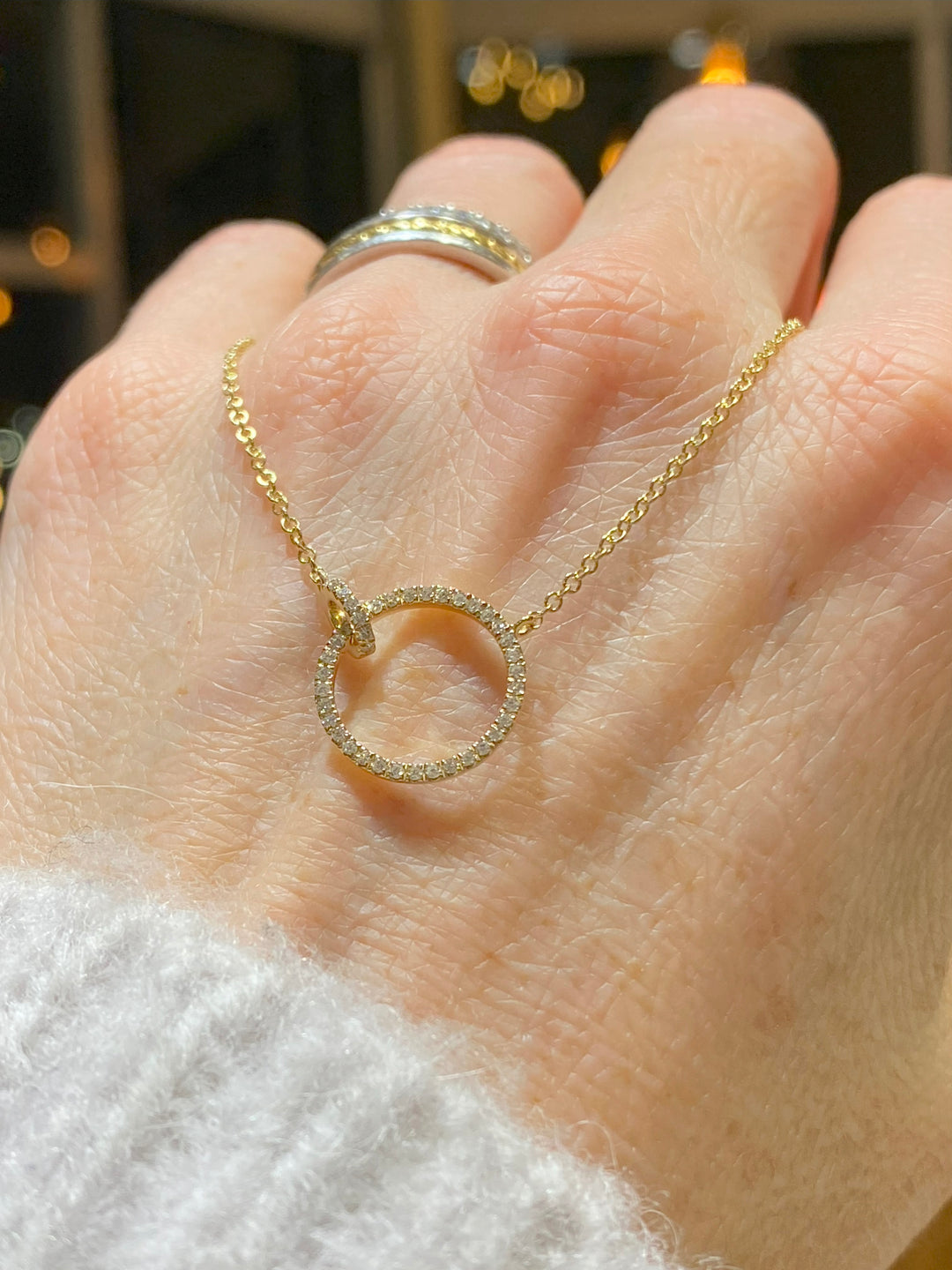 Interlocking Open Circle Diamond Necklace