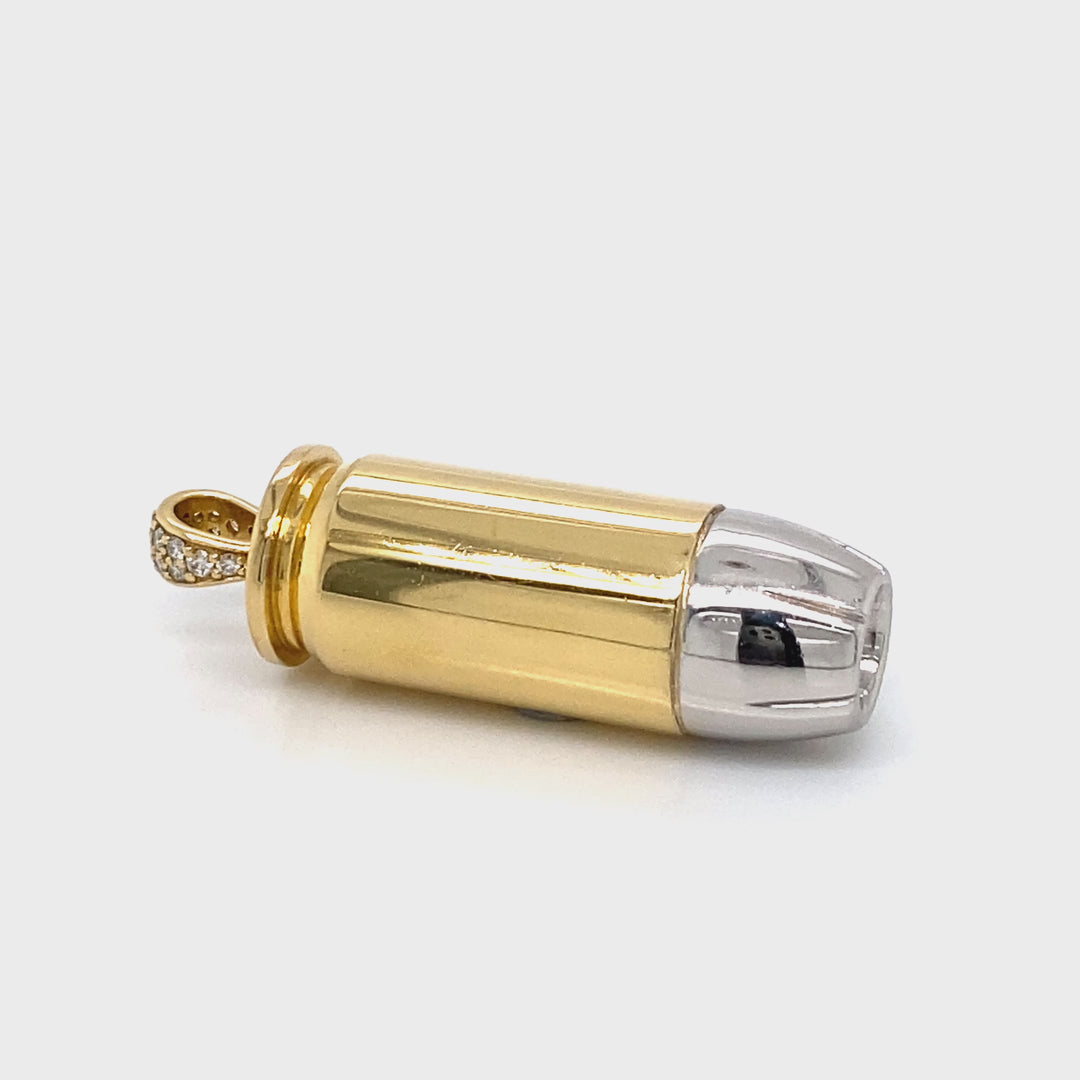 18K Gold &amp; Platinum Bullet Diamond Pendant Necklace