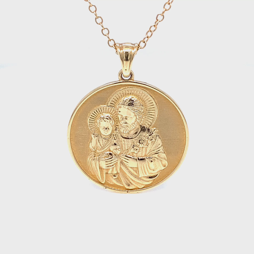 14K Gold St. Joseph with Baby Pendant Necklace