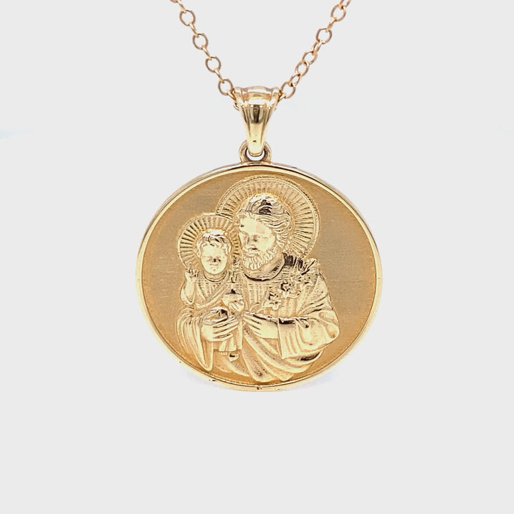 14K Gold St. Joseph with Baby Pendant Necklace