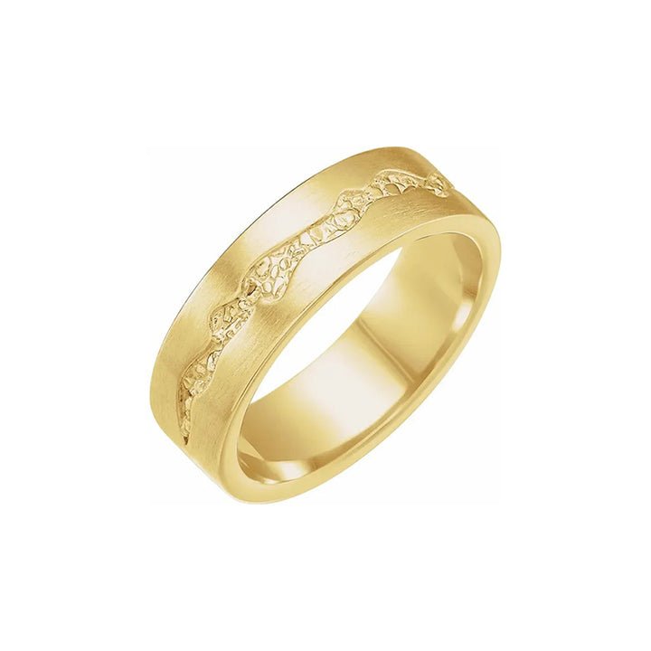 6MM Nugget Pattern Wedding Band with Satin Finish