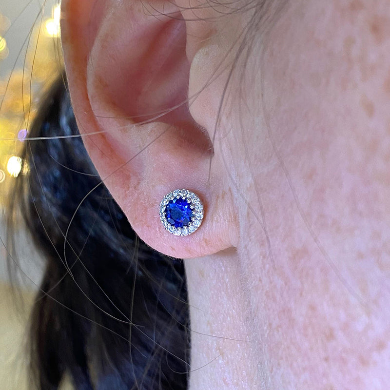 Sapphire and Natural Diamond Earrings