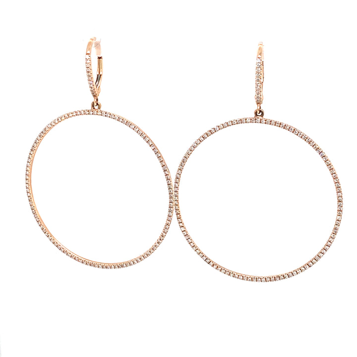 All Diamond Single Hoop Earrings 14K Rose Gold
