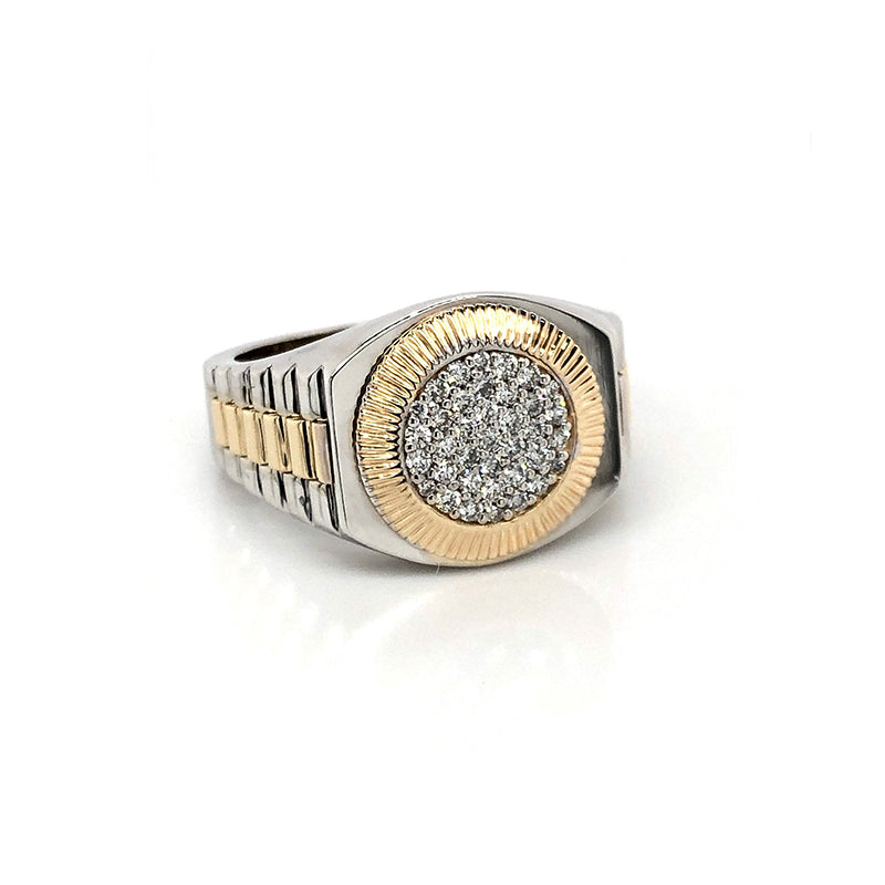 Two-tone 14K gold men’s diamond ring with 37 natural diamonds