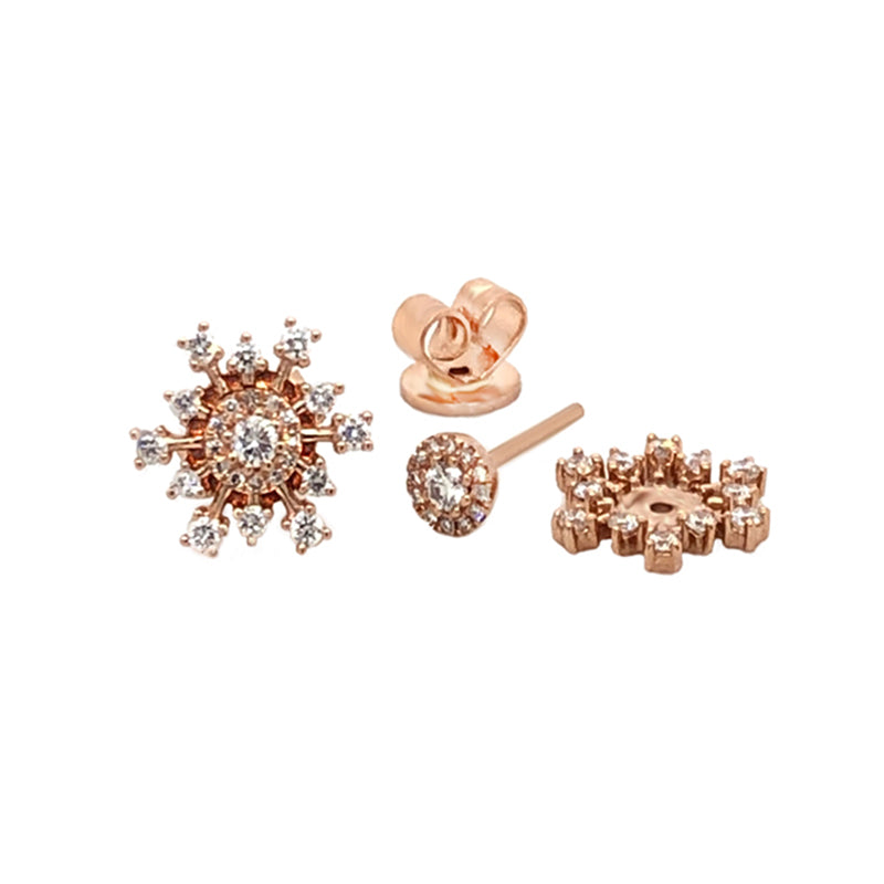 Starburst Diamond Rose Gold Multi-Versatile Stud Earrings