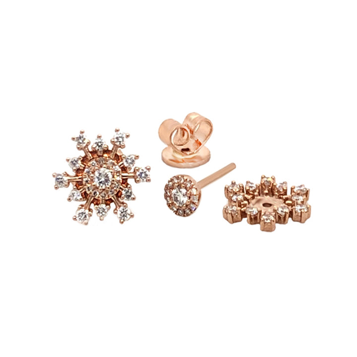 Starburst Diamond Rose Gold Multi-Versatile Stud Earrings