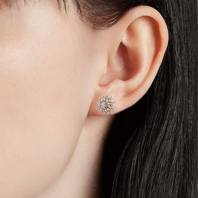 Starburst Diamond Rose Gold Multi-Versatile Stud Earrings