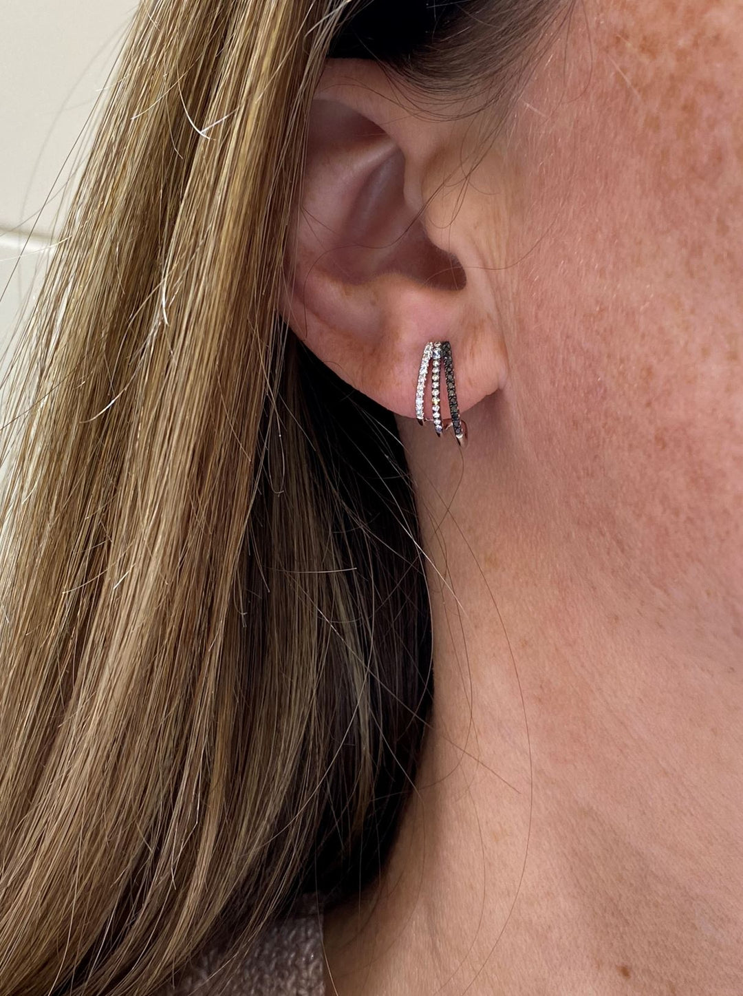 White &amp; Black Diamonds Stud Earrings