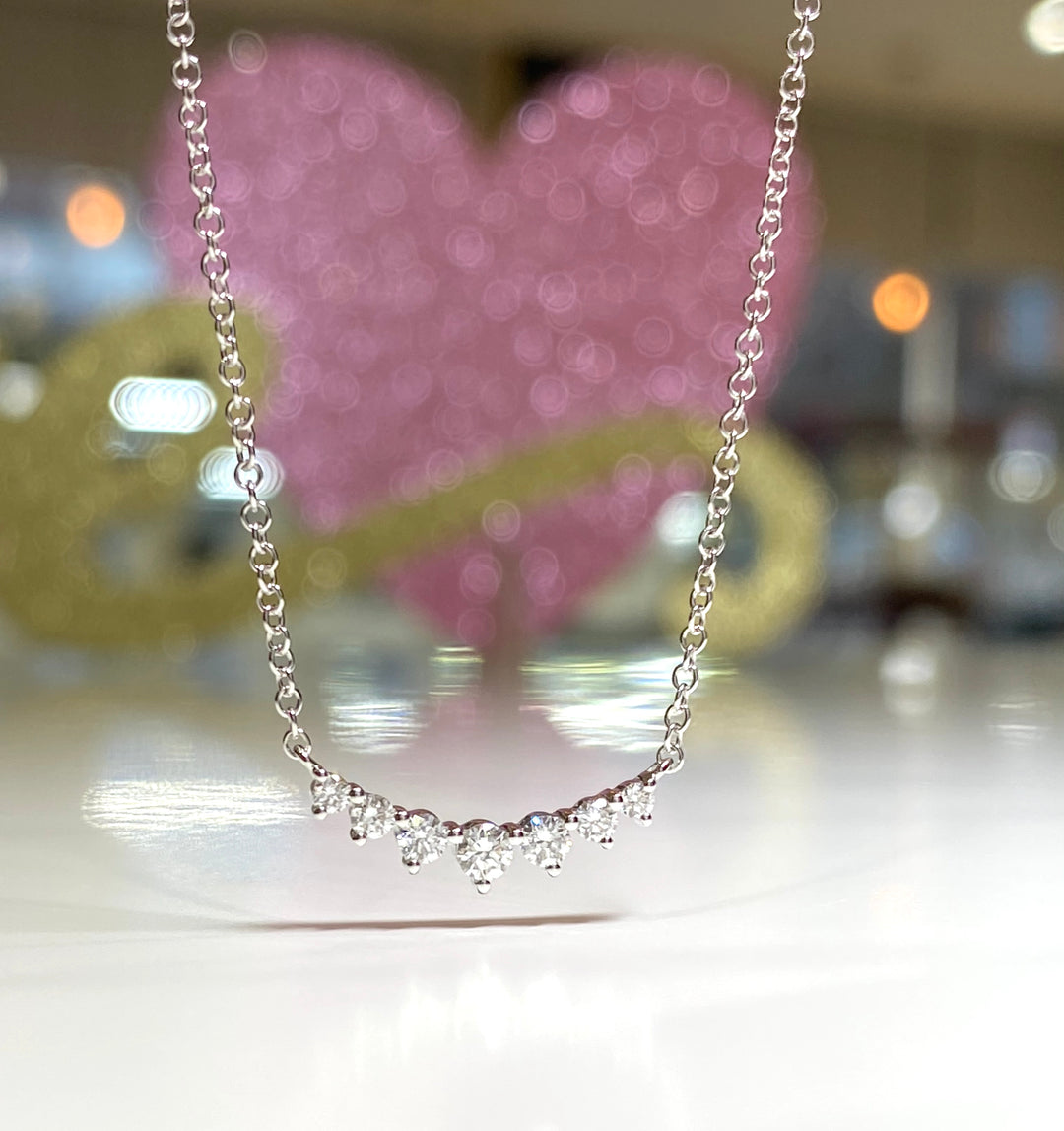 14K White Gold Diamond Cluster Necklace