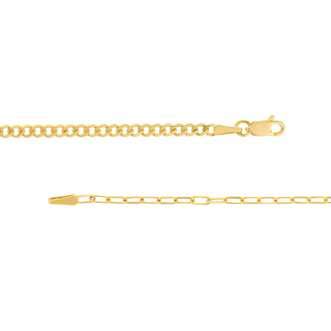 50/50 Paper Clip + Curb Chain with Lobster Lock