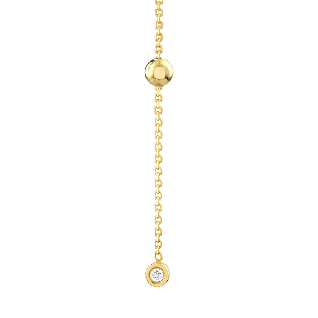 Alternating Bezel Diamond &amp; Bead Front &amp; Back Earring