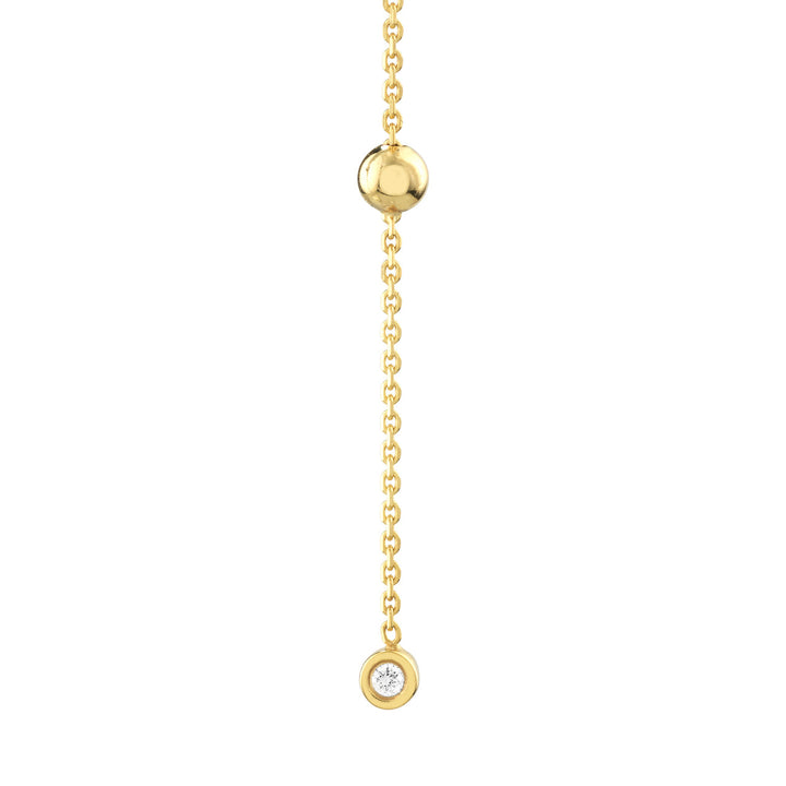 Alternating Bezel Diamond &amp; Bead Front &amp; Back Earring