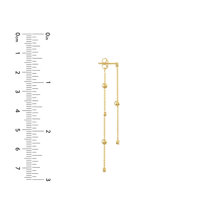 Alternating Bezel Diamond &amp; Bead Front &amp; Back Earring