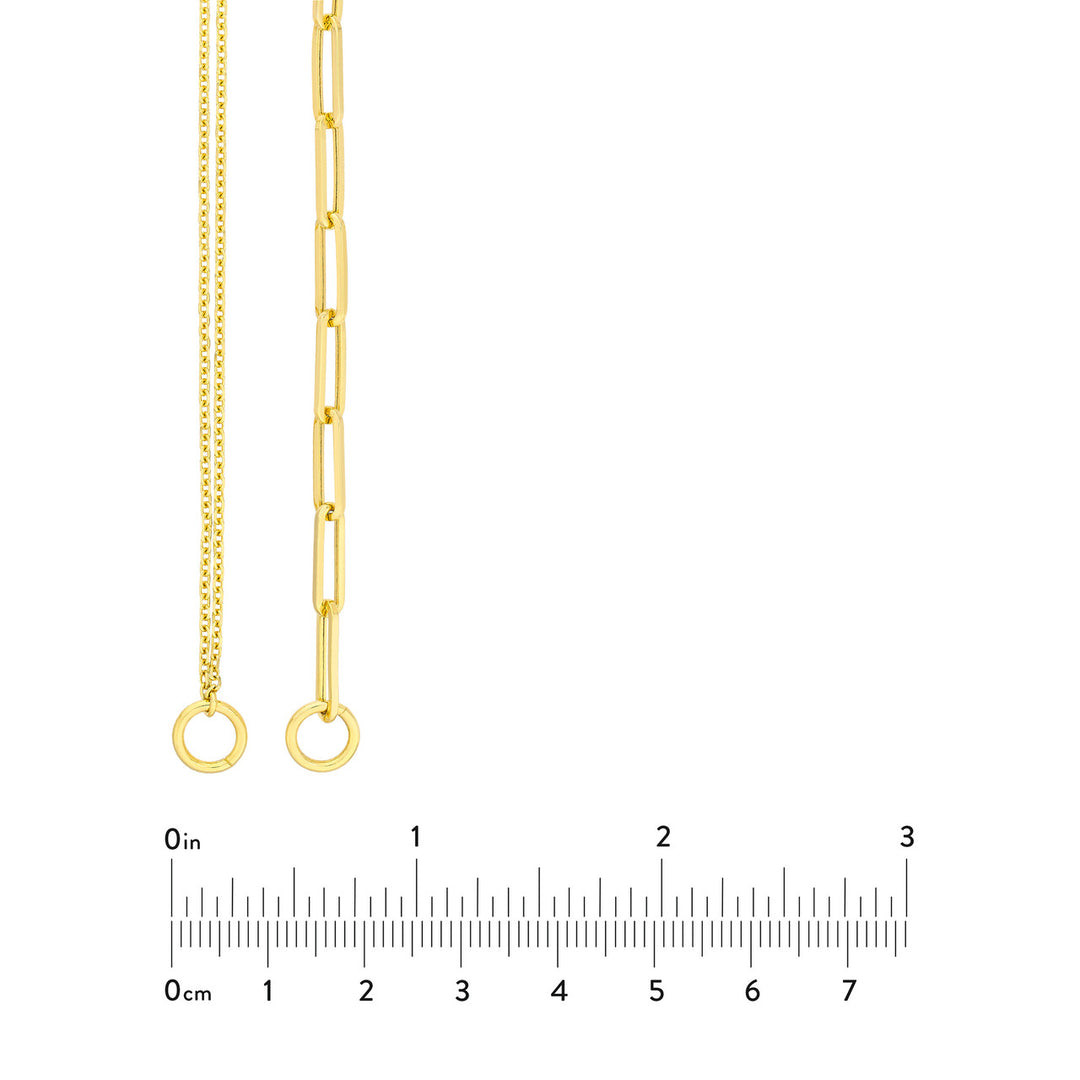 14K Yellow Gold Paper Clip &amp; Double Cable Split Chain Necklace
