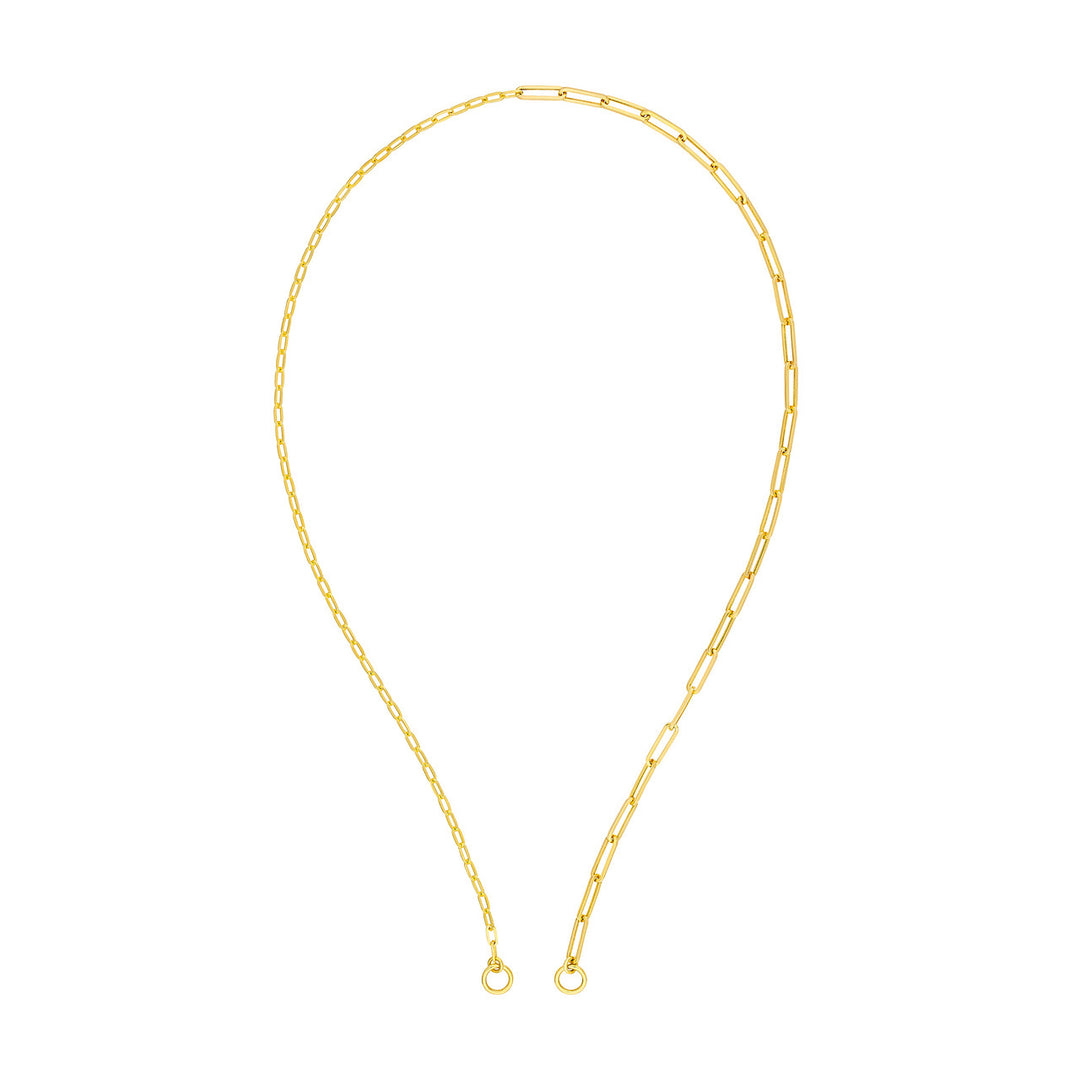 14K Yellow Gold 50/50 Paper Clip Split Chain Necklace