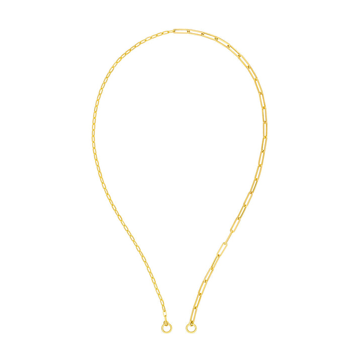 14K Yellow Gold 50/50 Paper Clip Split Chain Necklace