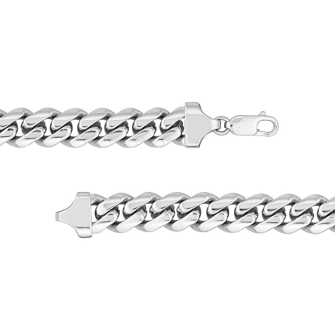 Sterling Silver 10.4mm Miami Cuban Chain with Lobster Lock Bracelet