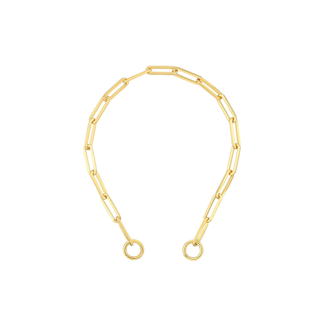 3.8mm 14K Yellow Gold Paper Clip Split Chain Bracelet